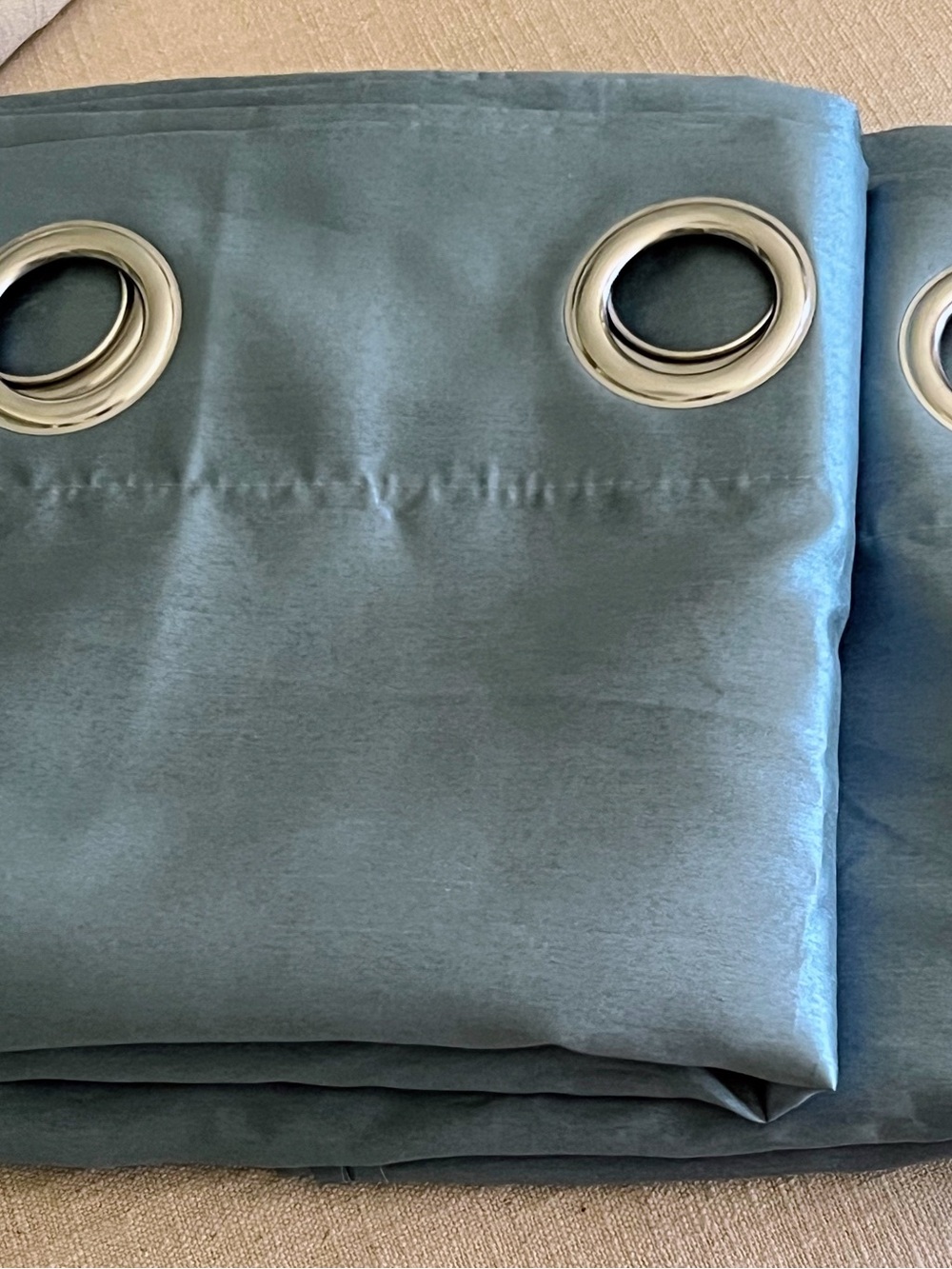 Teal Grommet Semi Transparent Two Curtain Panels